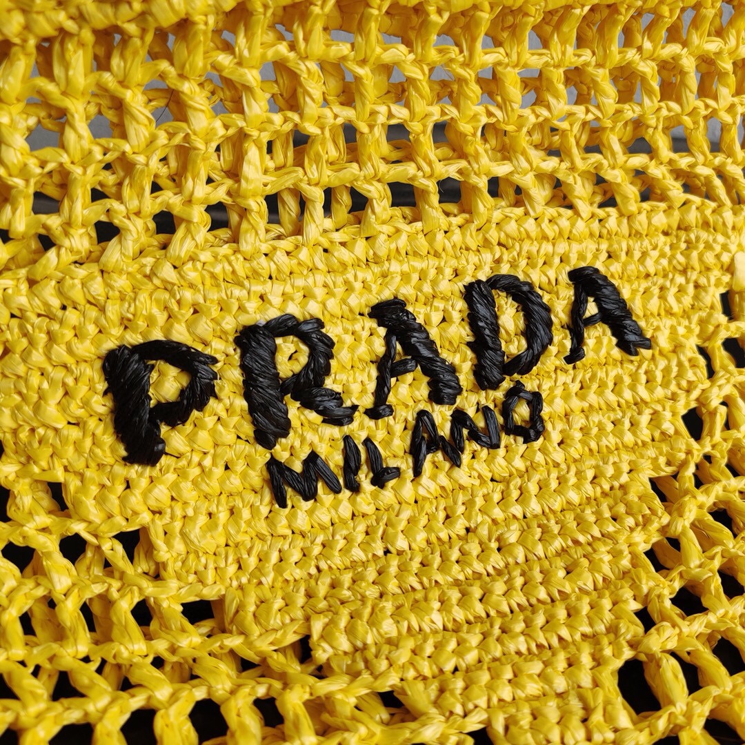 Prada Crochet Bag Tote Yellow 1BG393